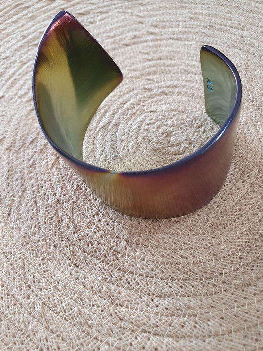 Brass iridescent cuff large