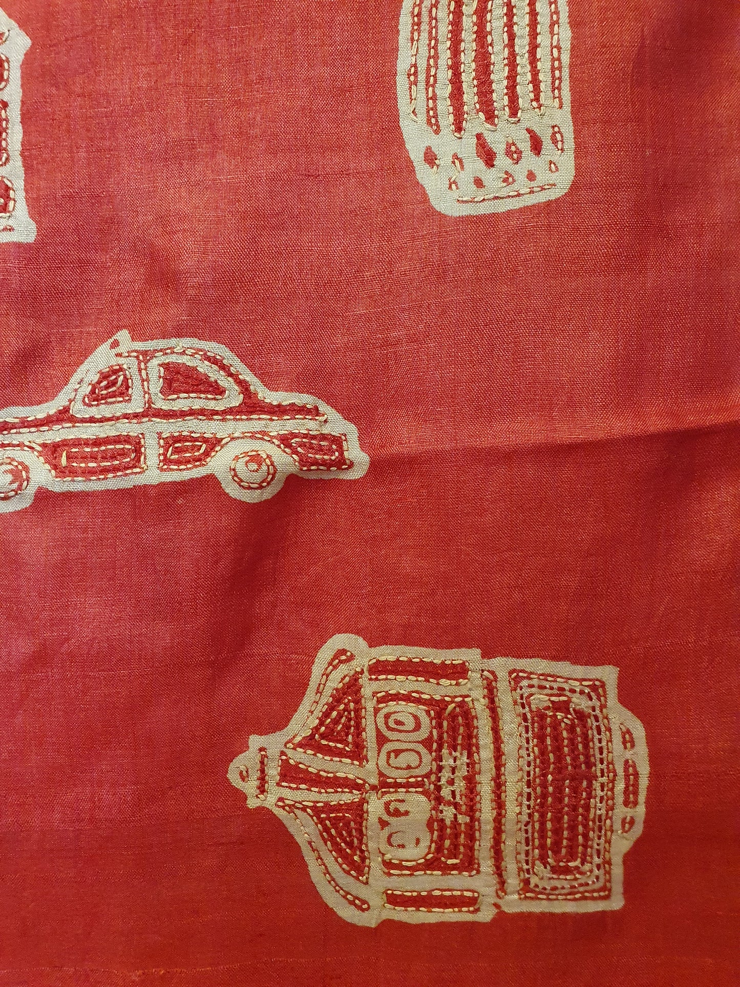 Silk scarf in red with motifs