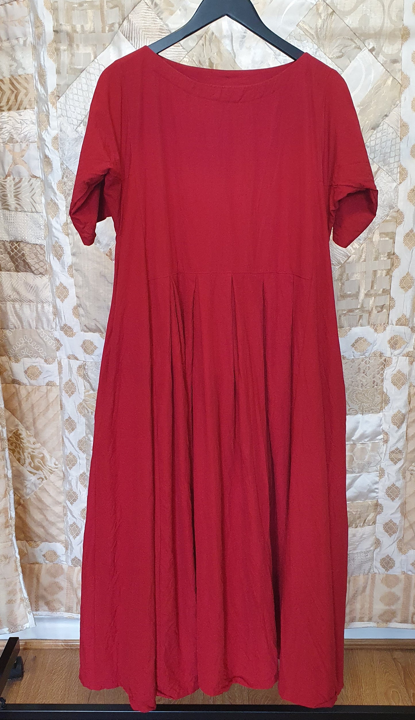 Willow dress in handwoven red cotton