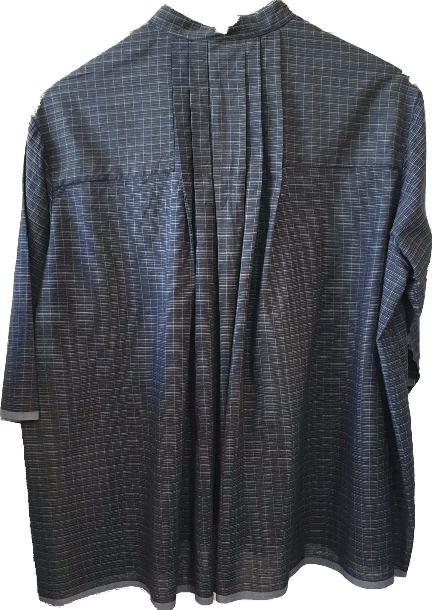 Stella back pleat shirt in handwoven cotton check