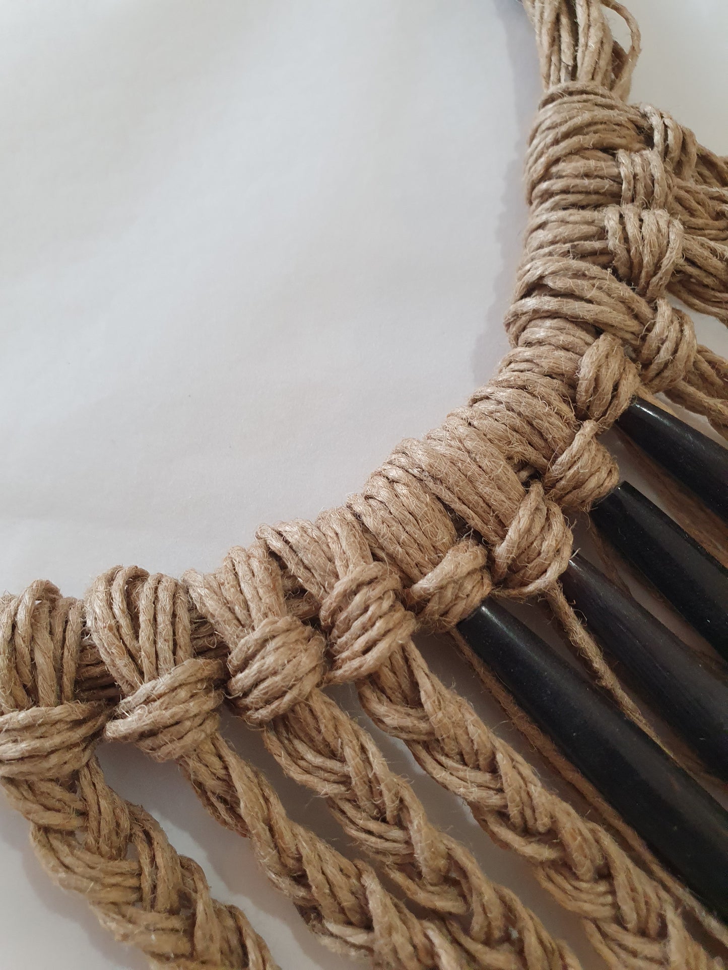 Handcrafted hemp and glass bead necklace from Nagaland