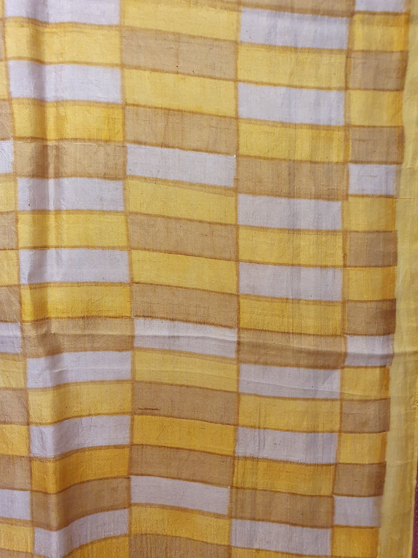 Silk scarf in mustard rectangles