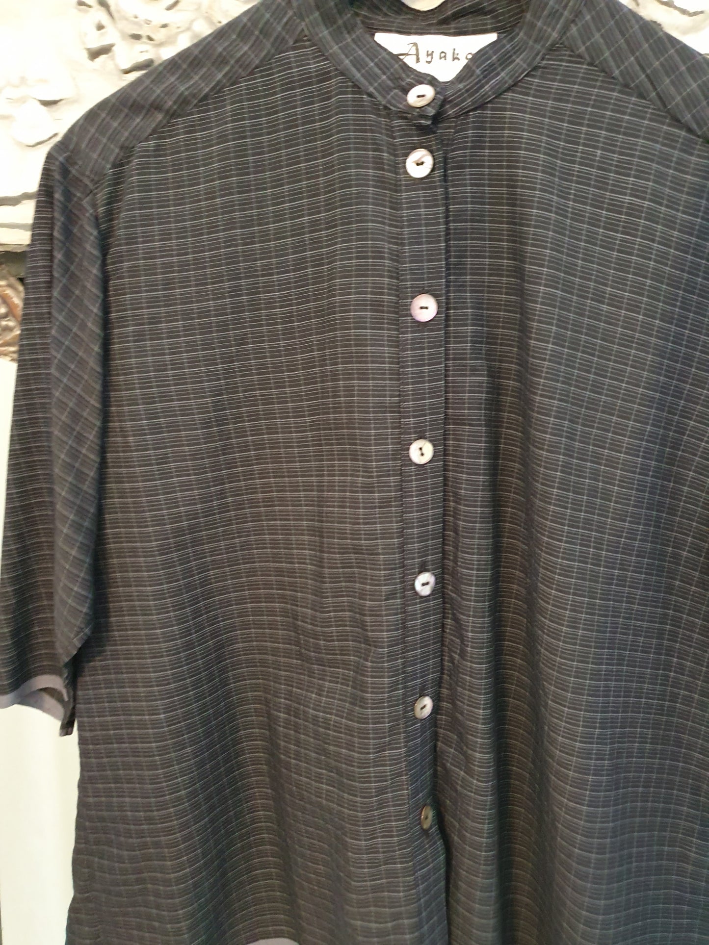 Stella back pleat shirt in handwoven cotton check