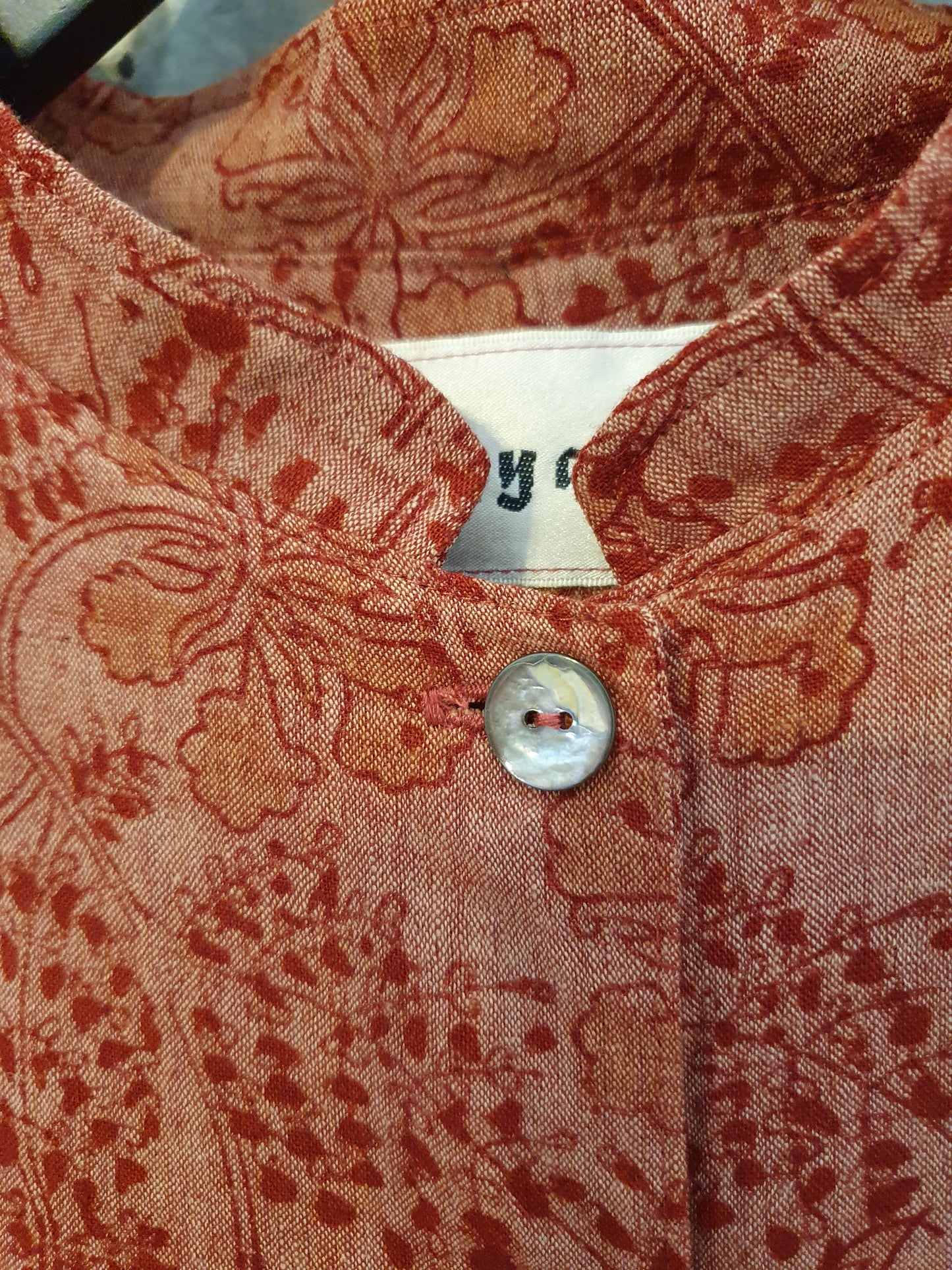 Isla shirt in dusty pink hand blockprinted cotton
