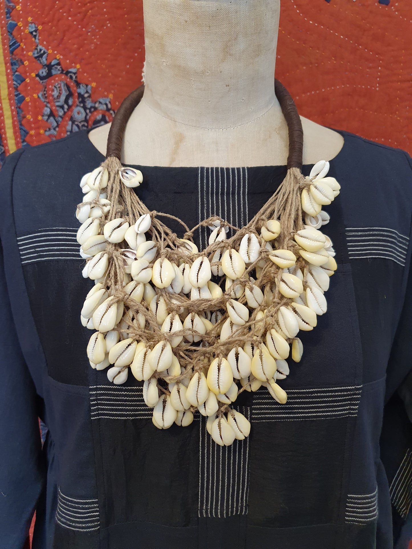 Hemp and cowrie shell necklace from Nagaland