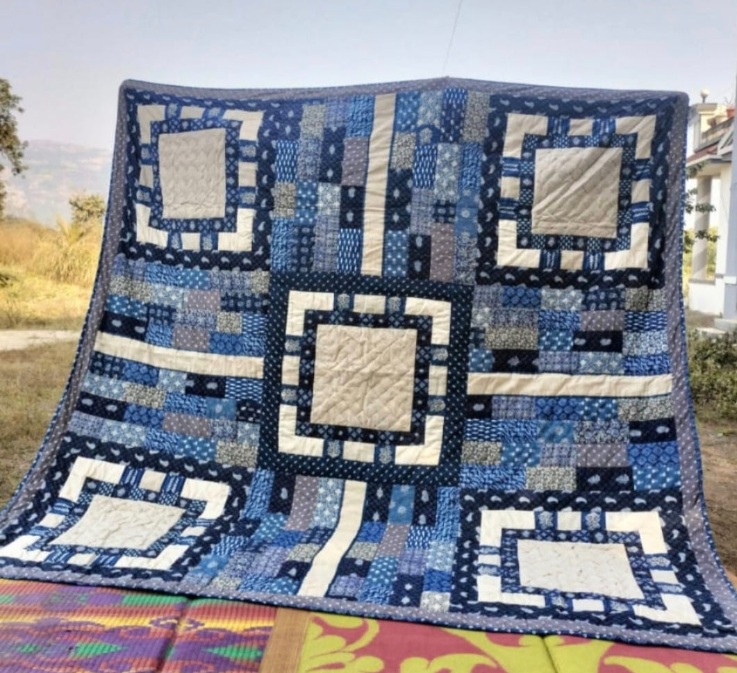 Handcrafted Quilt in Blues