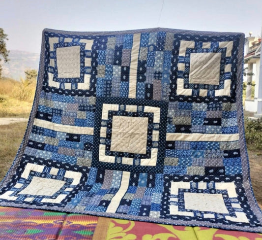 Handcrafted Quilt in Blues