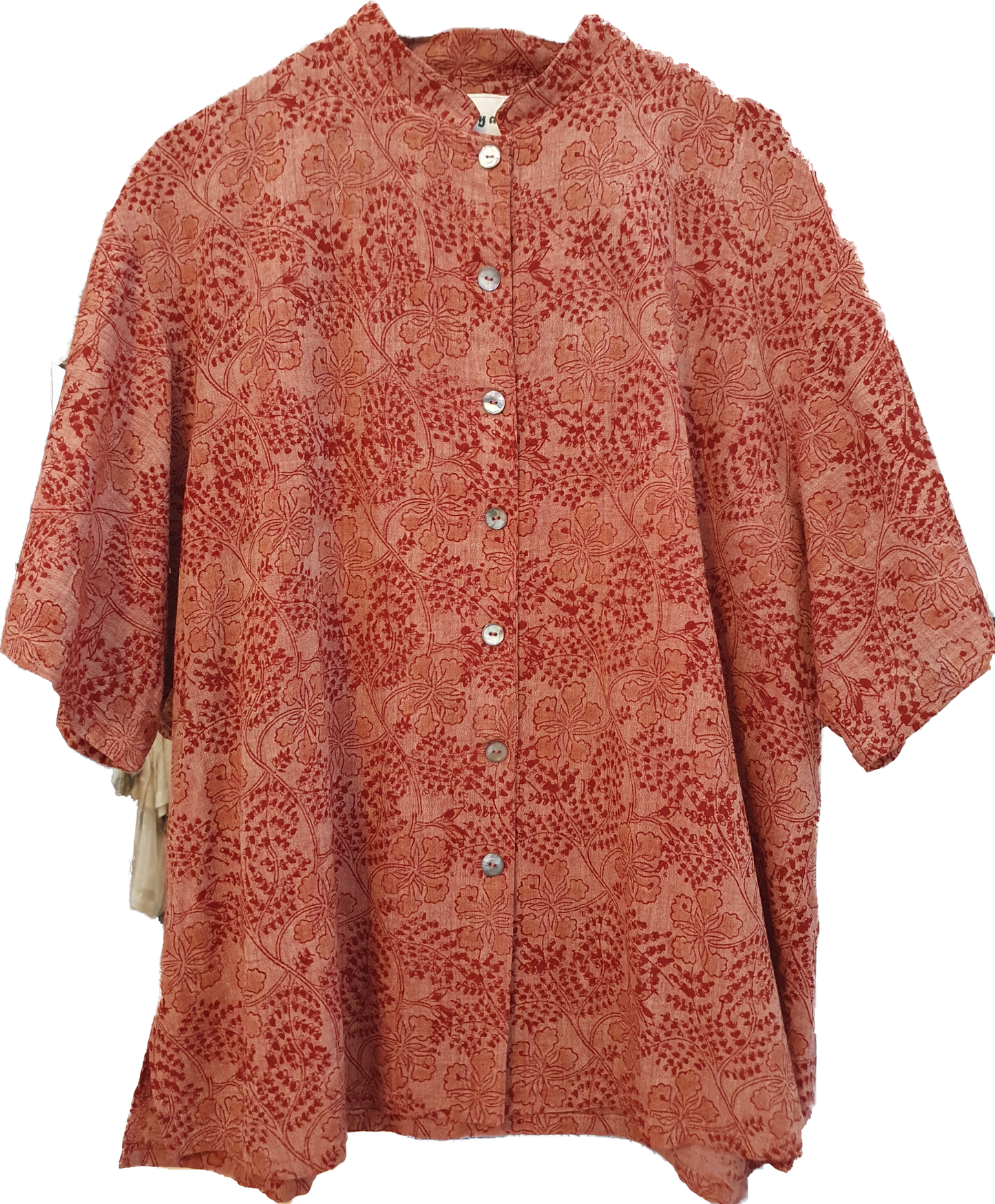 Isla shirt in dusty pink hand blockprinted cotton