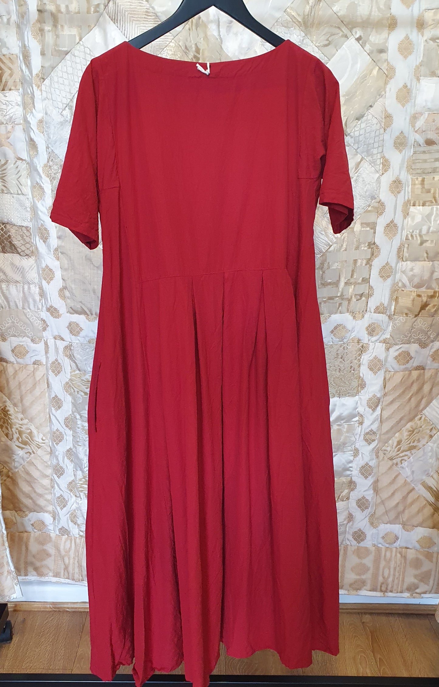 Willow dress in handwoven red cotton