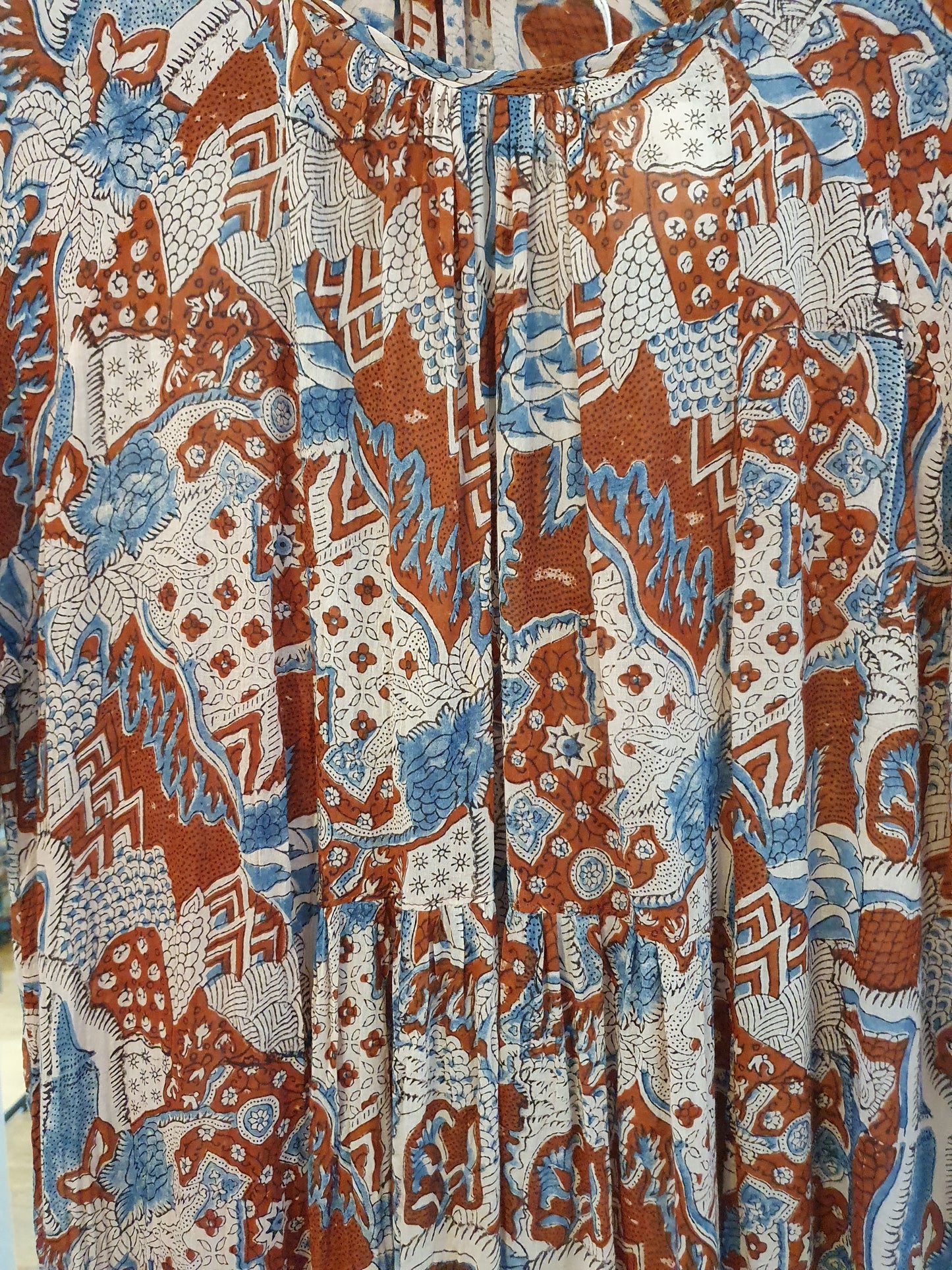 Radhika dress in fine hand blockprinted cotton