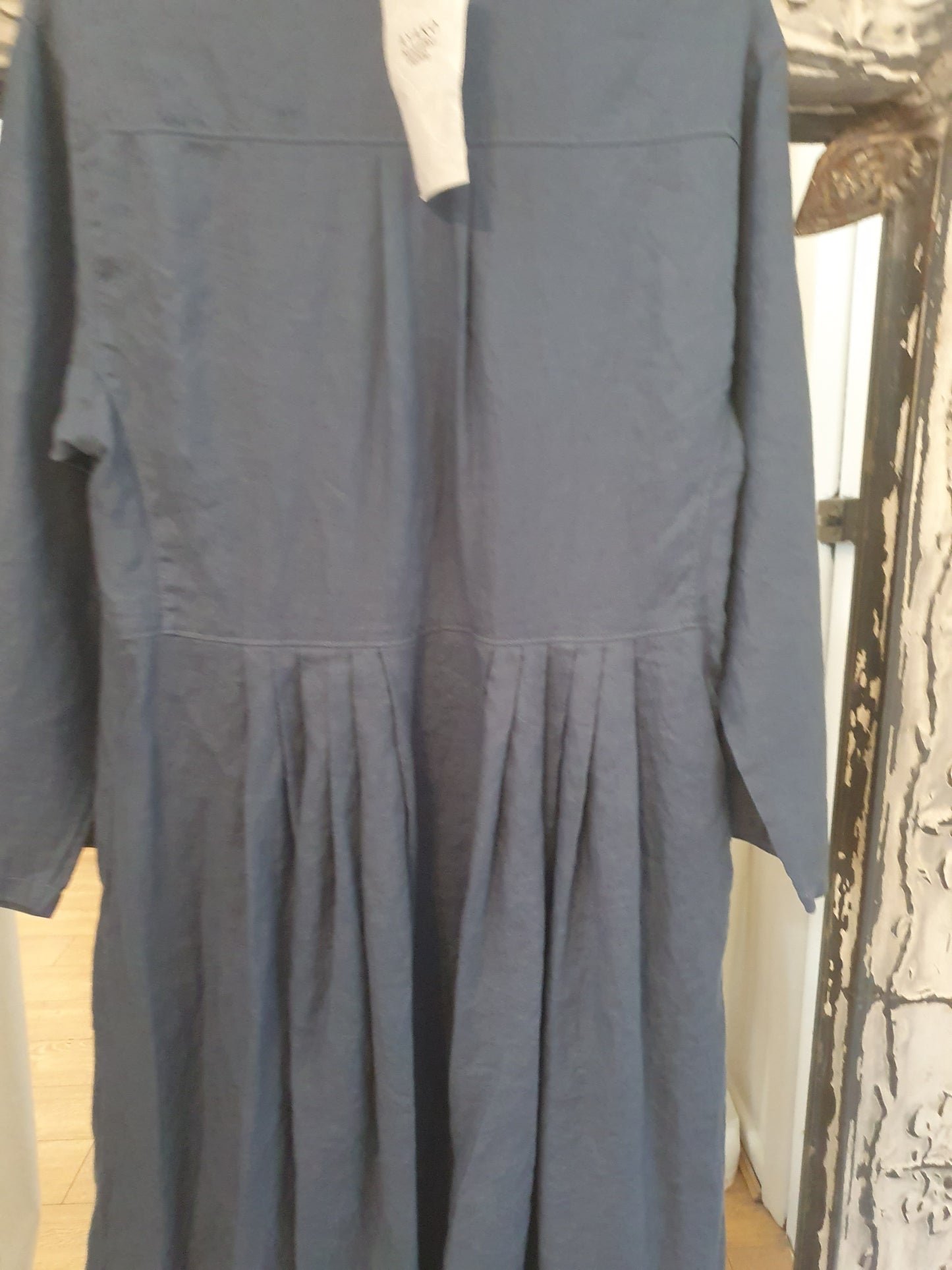 Victoria Duster coat dress in denim blue linen