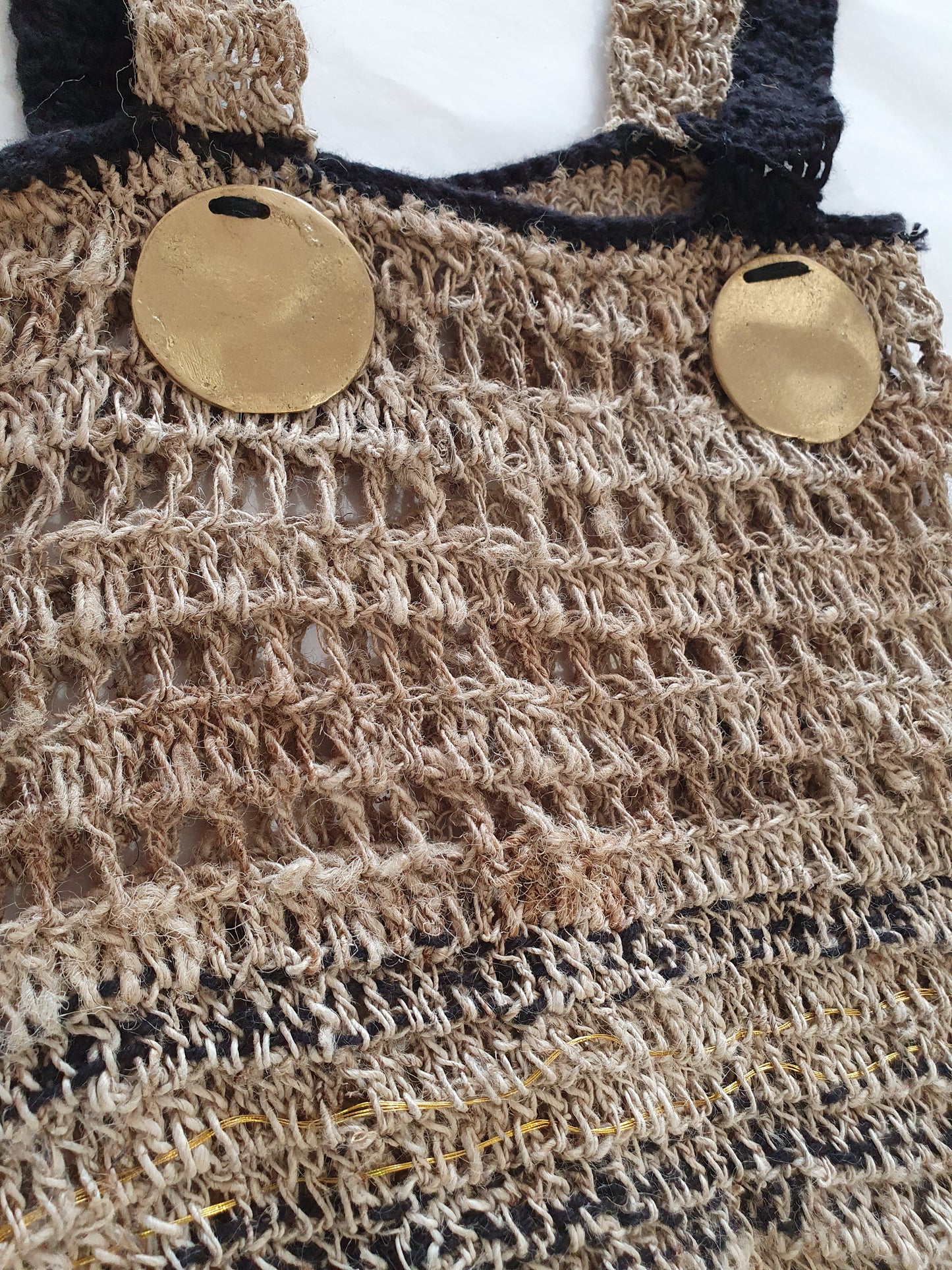 Wild hemp bag with brass discs