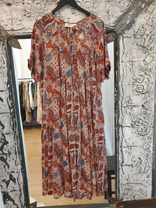 Radhika dress in fine hand blockprinted cotton