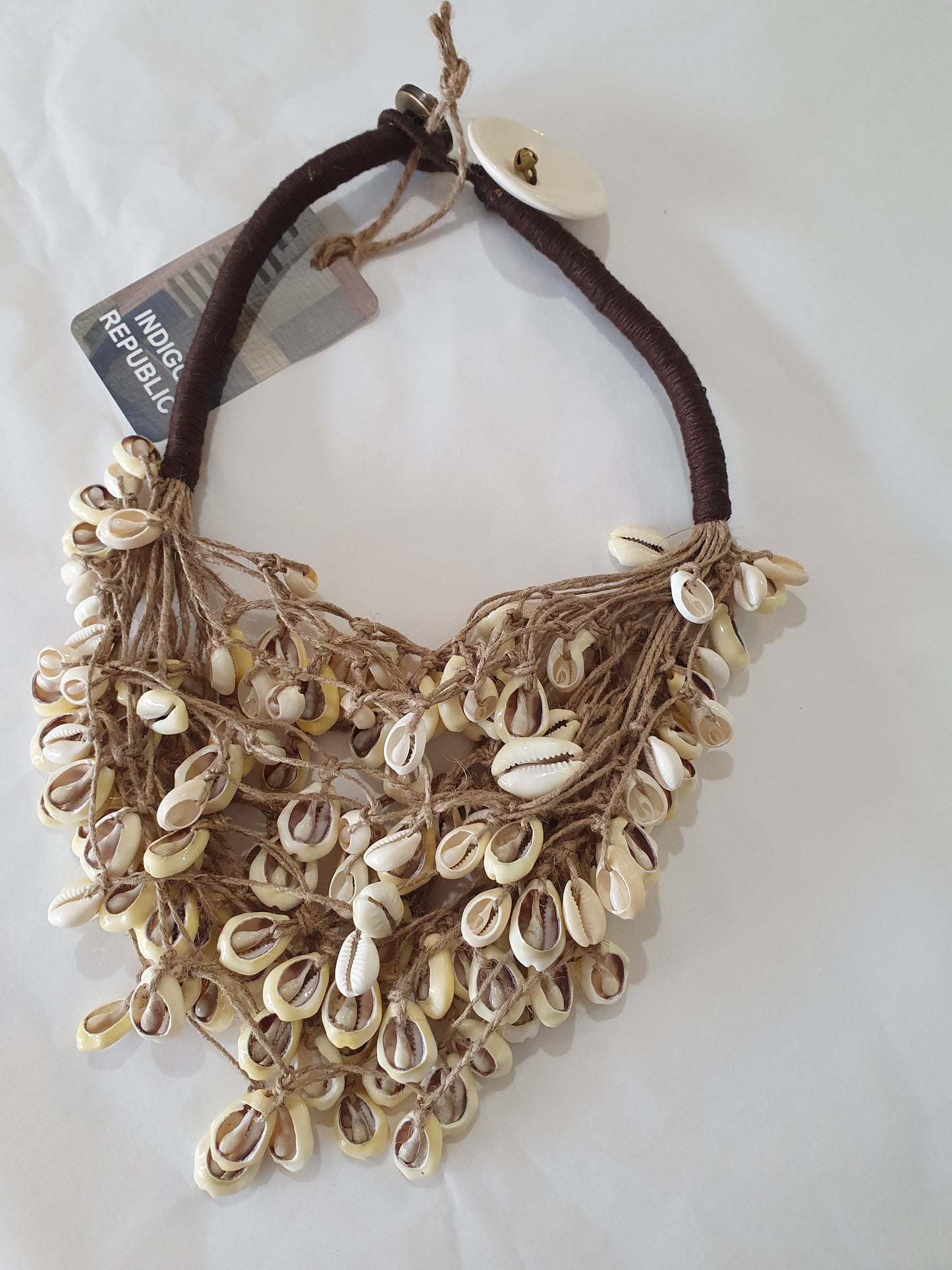 Hemp and cowrie shell necklace from Nagaland