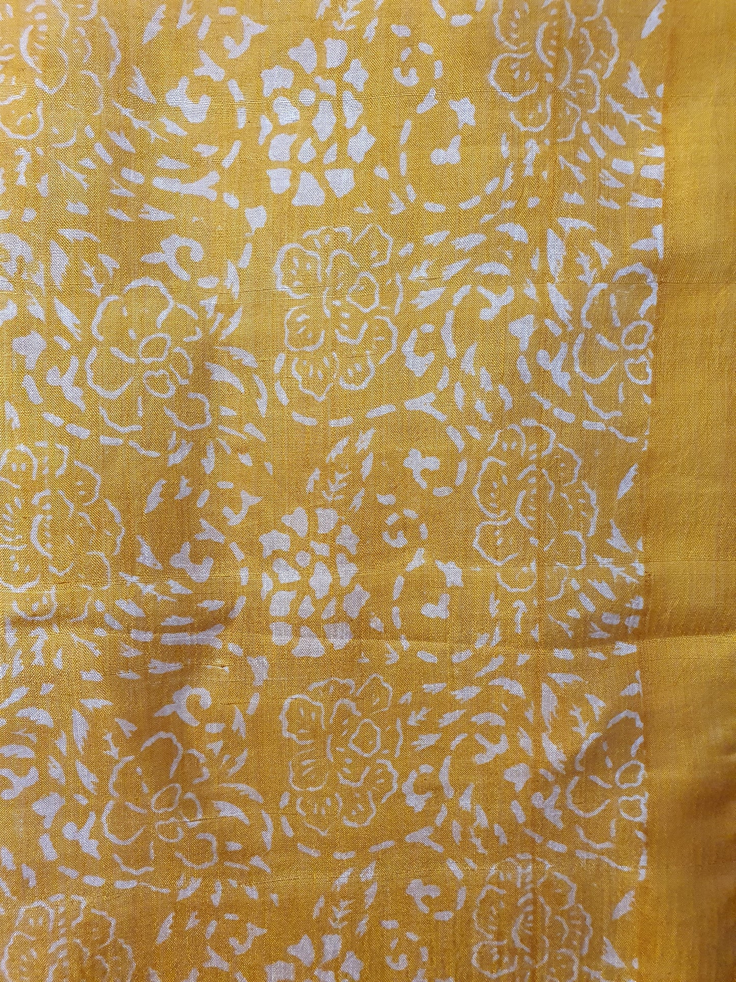 Silk hand blockprinted scarf in mustard