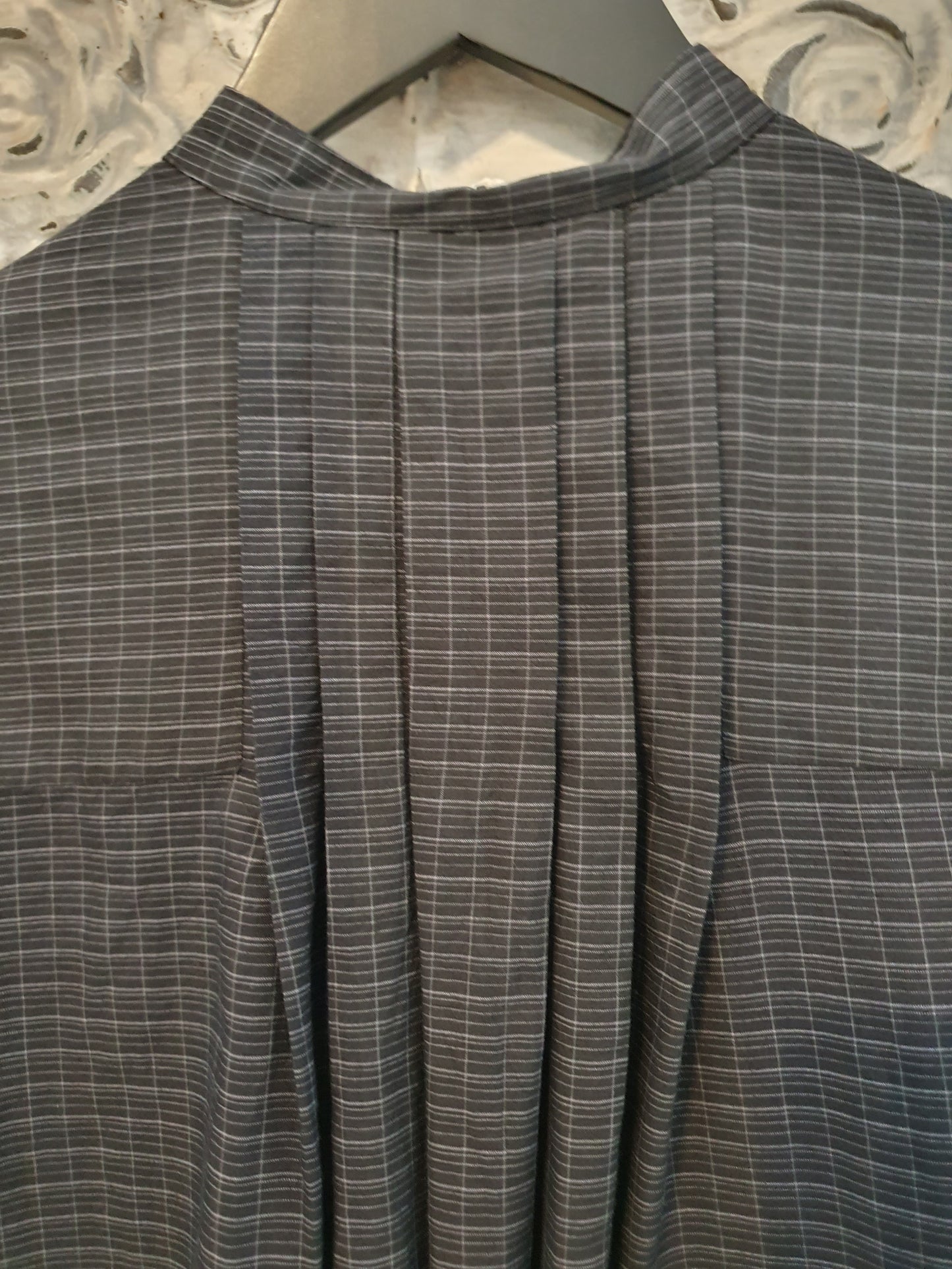 Stella back pleat shirt in handwoven cotton check
