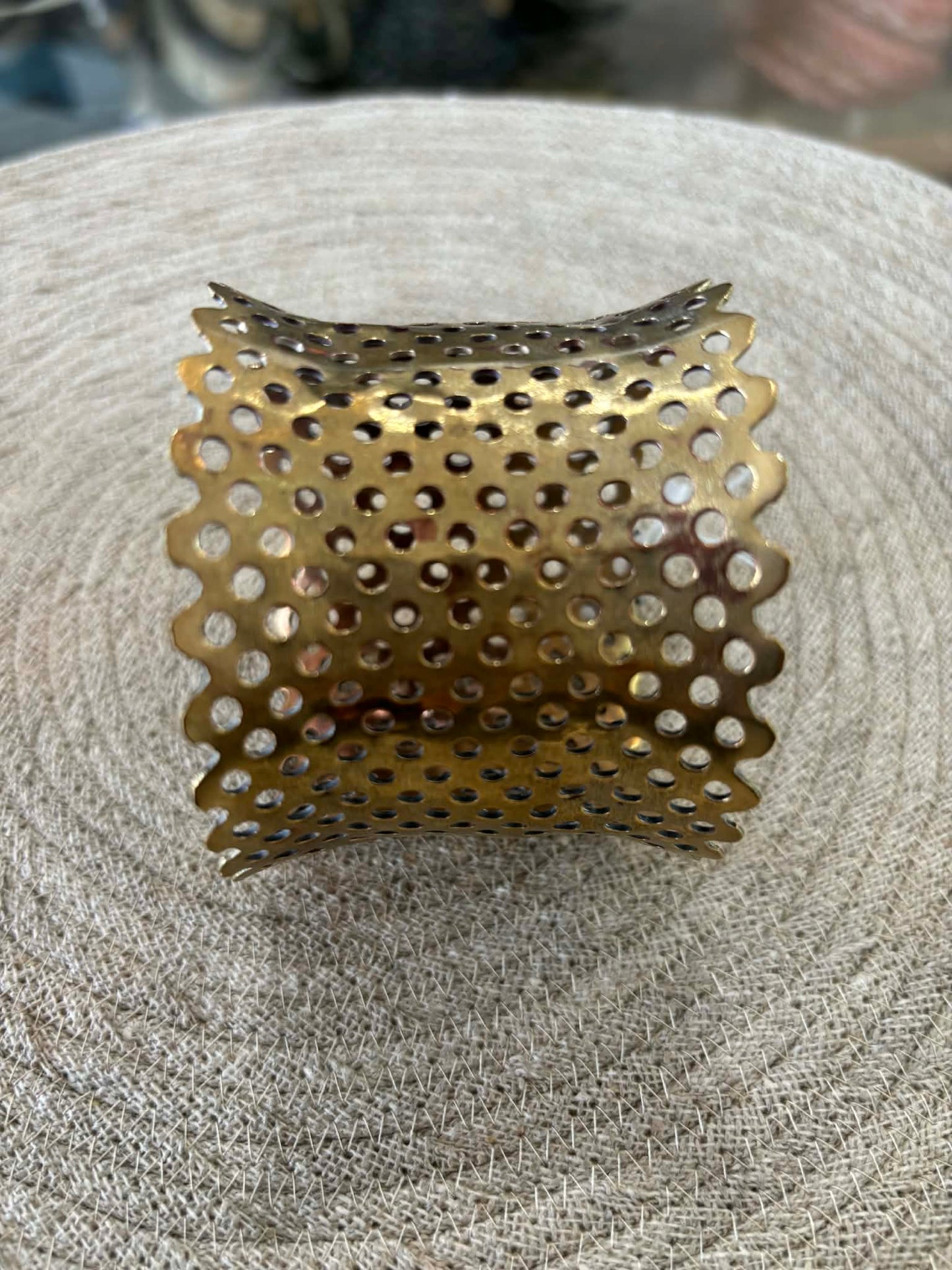 Concave brass mesh cuff Large