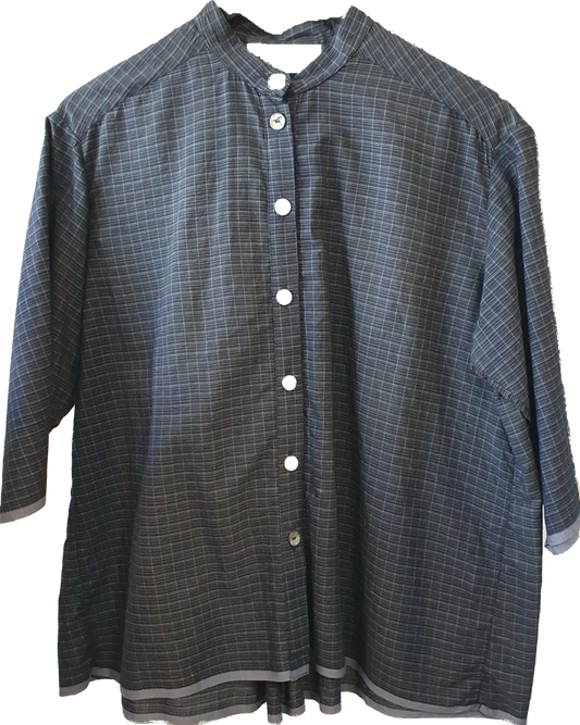 Stella back pleat shirt in handwoven cotton check